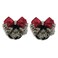 2Pcs Professional Hair Bun Cover Net Snood Hairnet Bowknot with Fan-shaped Lace Pearl Crystal Decoration Barrette Hair Clip Hair Accessories for Womens Nurse Stewardess with Work Clothes (Red)