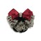 2Pcs Professional Hair Bun Cover Net Snood Hairnet Bowknot with Fan-shaped Lace Pearl Crystal Decoration Barrette Hair Clip Hair Accessories for Womens Nurse Stewardess with Work Clothes (Red)