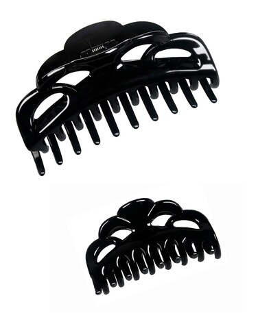 Black Hair Clips for Women Large and Medium Size Butterfly Hair Claw Clips Non-Slip Hair Styling Accessories 2pcs in Set(Arc-Black)
