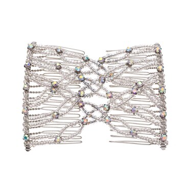Ruihfas Bling Crystal Rhinestone Hair Clip Comb for Thin, Sleek, Straight Hair - Put Your Hair Up in Seconds w/No Damage, Creases, or Pain - Comfy UpDo, Ponytail, French Twist, Bun (Silver)