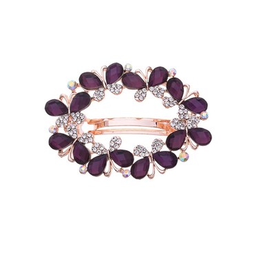 Ruihfas Bridal Hair Jewelry Austria Rhinestone Crystal Hair Barrette for Women Clips Hair Hairpins (Purple)