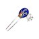 Hanbok Hair Pin binyeo Korea Traditional Girl Women Adorable Stick Accessory Dark Navy Flower