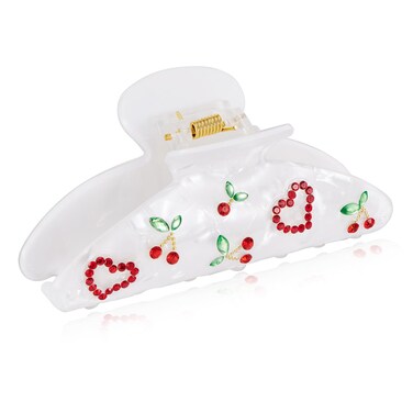 LILIE&amp;WHITE 1PC Red Heart And Cherry Hair Clips For Women Medium Size Hair Claws Clips Hair Accessories