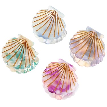 Lurrose Seashell Hair Claw Clips - Small Shell Jaw Clips, Mini Beach Hair Accessories for Mermaid Costume