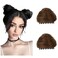 Cat Ears Hair Donut Chignon Claw Clip in Messy Hair Bun Space Bun Hair Pieces Cat Ears Bun Hair Extensions Wig Accessory Ponytail Hairpieces for Women Girls (Light Brown)