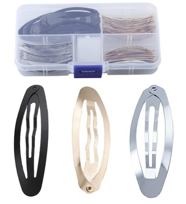 60pcs Oval Shape Barrettes Women Metal Snap Hair Clips for DIY Craft (50mm+60mm, Mixed 3 Colors)