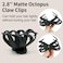 2.8 Inch Medium Octopus Hair Clips for Women, Black Matte Hair Claw Clips for Thin Fine Hair, Strong Hold Non-slip Spider Hairclips Jaw Clip