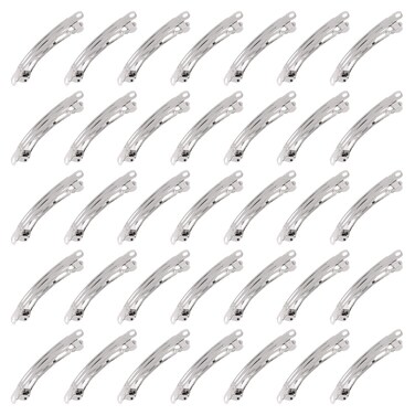100 Pcs French Barrette Hair Clips Assortment Set 2.36 Inch Silver Metal Blank Alligator Hairpin Rectangle Craft Bow Clips for DIY Hairdressing Accessories (6 cm)