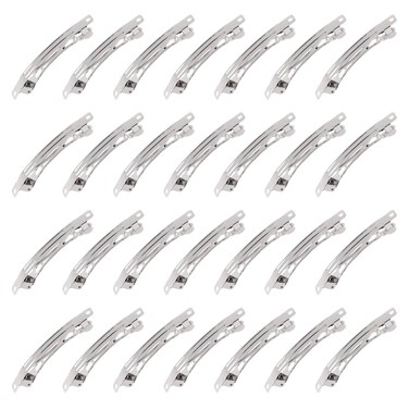 80 Pcs French Barrette Hair Clips Assortment Set 2.75 Inch Silver Metal Blank Alligator Hairpin Rectangle Craft Bow Clips for DIY Hairdressing Accessories (7 cm)