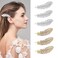auwiyd 6 PCS Metal Rhinestone Feather Hair Clip Crystal Shining Feather-Shaped Hairpin for Women Girls Decorative Sparkling Hair Accessories Wedding Birthday Valentines Day Gift (Gold +Silver)
