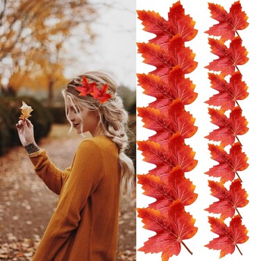 14 Pcs Maple leaf Hair Clip Thanksgiving Maple-shaped Hairpin Fall Hair Decoration for Women Maple leaf Hair Accessories for Thanksgiving Day Fall Festival Party, Orange