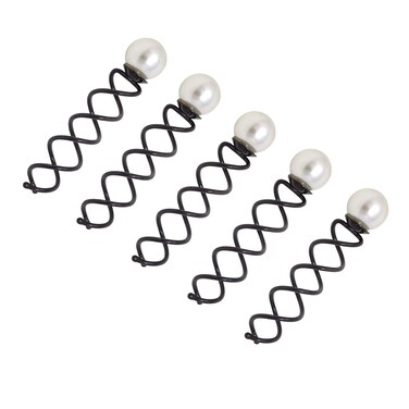Honbay 10PCS Black Round Head Spiral Bobby Hair Pins Twist Screw Hair Pins Spin Pins Bun Stick Pick 14mm Dia Pearl