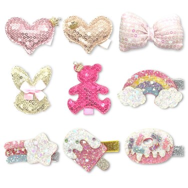 Glitter Hair Clips for Girls Accessories - 9 Pcs Sparkly Rhinestones Non-Slip Alligator Clip, Hair Barrettes for Women, Baby Girls Hair Accessories for Little Kids, Children &amp; Teens