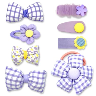 Bow Hair Clips for Girls - 8 Pack Purple Cute Toddler Hair Clips, Barrettes &amp; Bows, Alligator Lined Snap Clips, Baby Girls Hair Accessories for Little Kids, Children &amp; Teens