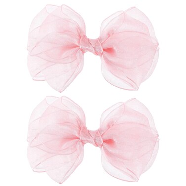 Melyde Pink Bow Hair Clips 4.72 Inch Mesh Tulle Hair Bows Handmade Boutique Hair Accessories for Kids Girls Women Birthday Holiday Party