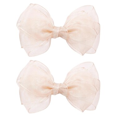 Melyde Khaki Bow Hair Clips 4.72 Inch Mesh Tulle Hair Bows Handmade Boutique Hair Accessories for Kids Girls Women Birthday Holiday Party