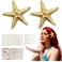 5pcs Starfish Hair Clips, Mermaid Accessory Set with Pearl Stickers, Face Gems, Sea Star Hairpins and Body Jewels for Costume, Festival, Holiday Makeup