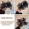 2 PCS Bow Hair Claw Clips Black Mesh Tulle Hair Clips With Diamond Large Sweet Hair Accessories Shark Clip Headwear Ponytail Holder for Thick Hair Women and Girls Straight Curly Daily Party Date Work