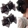 2 PCS Bow Hair Claw Clips Black Mesh Tulle Hair Clips With Diamond Large Sweet Hair Accessories Shark Clip Headwear Ponytail Holder for Thick Hair Women and Girls Straight Curly Daily Party Date Work