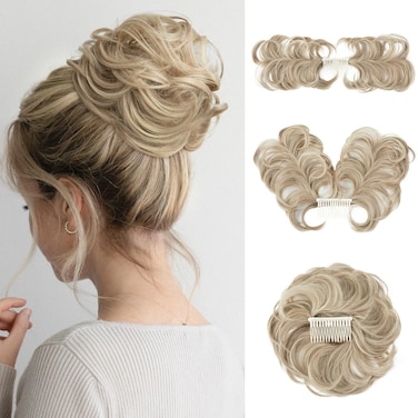Messy Bun Hair Piece Side Comb Clip in Hair Bun Hairpiece for Women Short Natural Straight Versatile Adjustable Styles Easy Hair pieces (Dirty Blonde-C)
