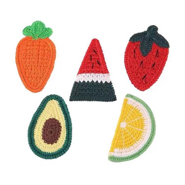Hair Clips 5 Pcs Set, Knitted Colorful Cute Fruit HairPins, Handmade Crochet Lovely Hair Slide, Strawberry Carrot Lemon Watermelon Avocado Fashion Barrettes Hair Accessories For Girls Kids Women Gifts