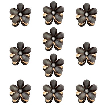 10 Pcs Mini Diamond Hair Claw Clips,Small Hair Clips Flower Hairpins Hair Accessories for Women,Girls,Sweet Mini Barrettes Hair Styling Accessories for Photograph,Daily,Party,Wedding (black)
