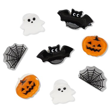 Mini Halloween Hair Claw Clips for Girls Pumpkin Ghost Bat Spider Web Hair Clips Cute Halloween Hair Accessories for Women 8pcs