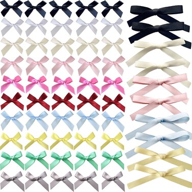 60PCS Mini Hair Bows for Women Girls Bowknot Hair Clip Y2k Hair Accessories Pink Ribbon Bows White Black Satin Bow Hair Clips for Hair Design