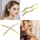 16 Pieces Fancy Rhinestone Bobby Pins, YISSION Gold Metal Hair Clips 2 Shaped Barrettes, Sparkly Crystal Hair Accessories for Women Girls Wedding Prom Party