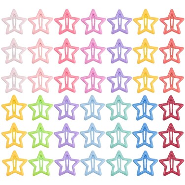 60 PCS Star Snap Hair Clips Non-slip Toddlers Colorful Cute Lovely Metal Hair Barrettes Hair Accessories for Women Girls (Style 8)