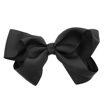 5.5 Inch Grosgrain Hair Bow Clip For Woman And Girls (Black)