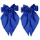 2Pcs Silky Satin Hair Ribbons - Sapphire Blue Long Tail Coquette Clips, Aesthetic Accessories for Women