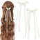 2pcs Lace Hair Bows Clips with Long Tail for Women Girls White Lace Bows for Hair Cute Lace Hair Ribbon Bow Bowknots Tassel Hair Barrettes Gifts for Baby Toddlers Teens Kids