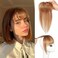 Bangs Hair Clip 360&deg; 3D Cover Clip in Bangs 100% Real Human Hair Toppers for Women Fake Bangs for Daily Wear (5 * 7 Light Brown)