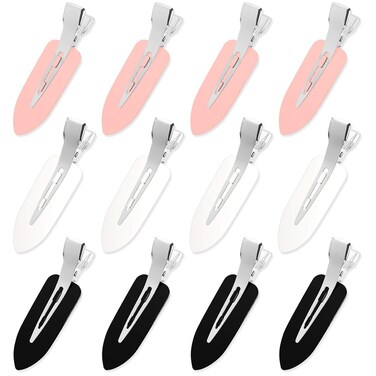Hair Clip, 12Pcs No Crease Hair Clips for Styling, Makeup, Sleeping, Makeup Application ABS Resin and Stainless Steel, Non Slip, No Bend Design, Suitable for All Hairstyles