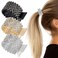 Noverlife 3PCS Rhinestone Hair Claw Clips for High Ponytail, Small Metal Shark Hair Clips Ponytail Buckle Holder for Thick Long Hair, Decorative Hair Barrettes Hair Accessories for Women &amp; Girls