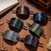 Noverlife 6PCS Leather Hair Barrettes with Stick, Square Shape Hair Accessories Set - Ponytail Holders, Clips with Wood Slide Stick for Women Girls