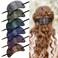 Noverlife 6PCS Leather Hair Barrettes with Stick, Square Shape Hair Accessories Set - Ponytail Holders, Clips with Wood Slide Stick for Women Girls