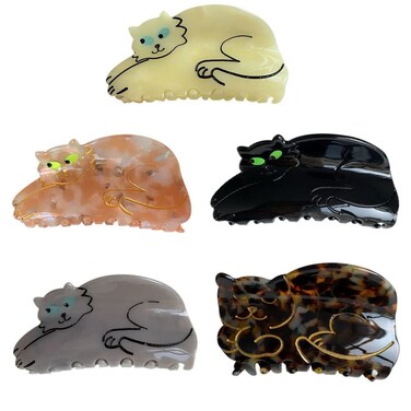 Fashion Texture Ragdoll Cat Amber Cat Scratch Clip Acetate Hair Clips Cartoon Cute HairPin Striped Styling Tool Hair Accessories