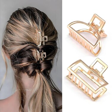 2 Pcs Gold Hair Clips Small Metal Claw Clips for Thin Hair Non-Slip Strong Hold Braided Hair Clips for Women