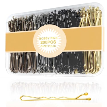 Bobby Pins 200 Pcs, Hair Pins for Buns &amp; Updos Hair Accessories Bobby Pin Metal Hair Pin with Storage Box Hairpins for Women and Girls (Black Gold Brown Silver)