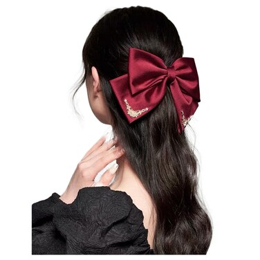 French hair bow clip Court retro big Bow Barrettes Hair Clip Hair Bow Clip Hair Accessories for Women Girl Wedding Party Christmas