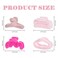 4-Piece Faux Fur Hair Accessories, Different Shapes, Strong Hold Non-Slip Clips for Thin/Medium Thick Hair (Pink)