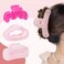 4-Piece Faux Fur Hair Accessories, Different Shapes, Strong Hold Non-Slip Clips for Thin/Medium Thick Hair (Pink)