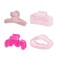 4-Piece Faux Fur Hair Accessories, Different Shapes, Strong Hold Non-Slip Clips for Thin/Medium Thick Hair (Pink)