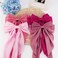 Silky Satin Bow Hair Clips for Women - Large French-Style Bowknot Barrettes with Long Tail Ribbon, Coquette Bows for Hair, Pink Lovers Valentine's Day Gift