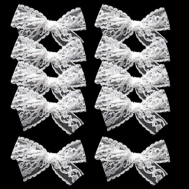 Honbay 10PCS White Lace Bow Hair Clips Fairy Hairpins Photography Hairpins Cute Hair Accessories for Women and Girls