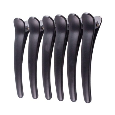 12PCS Matte Black Plastic Metal Alligator Hair Clips Professional Hairdressing Salon Hair Barrettes Duck Bill Teeth Non Slip Clips for Hair Styling and Sectioning (Length -3.7in)