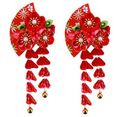 FOMIYES 2pcs Tassel Bell Hair Accessory Headdress - Japanese Style Hair Clip &amp; Pin for Kimono, Kids &amp; Chinese Style Bathrobe