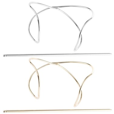 FRCOLOR 2pcs Curved Metal Hairpin Hair Accessories - Hair Clips for Women, Hair Bun Holder, Hair Cuffs, Gold Cage Clips